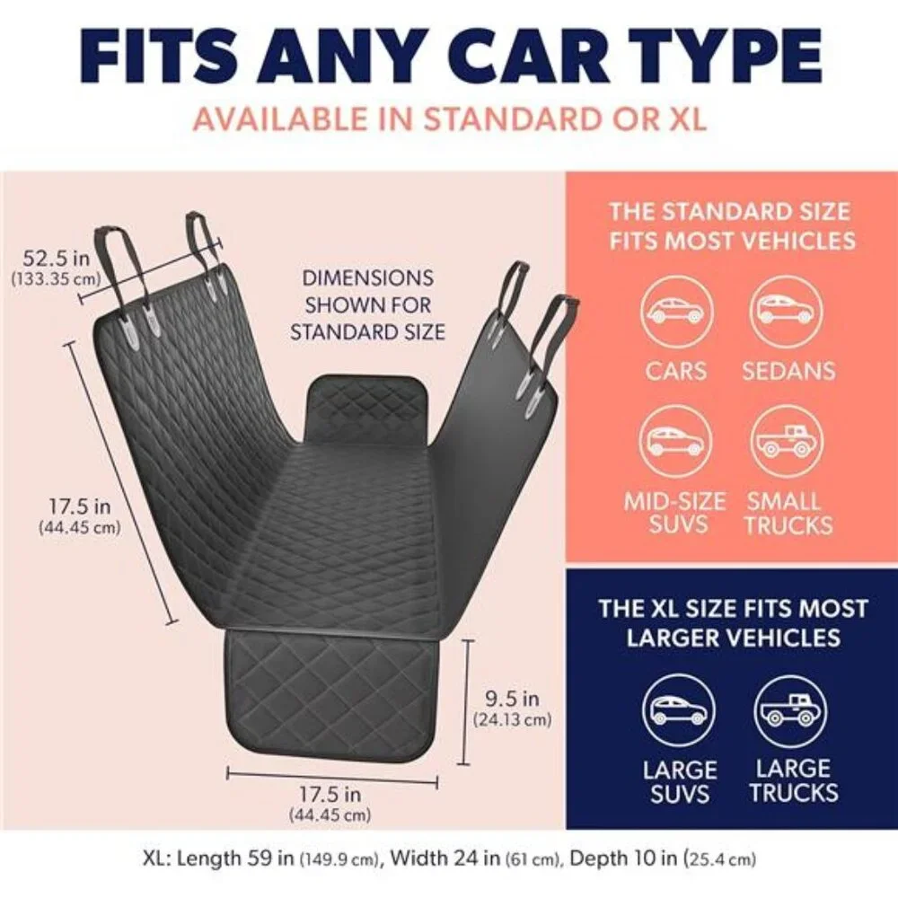 Dog Car Seat Cover for Back Seat. Car Seat Protector Dog Hammock for Car
